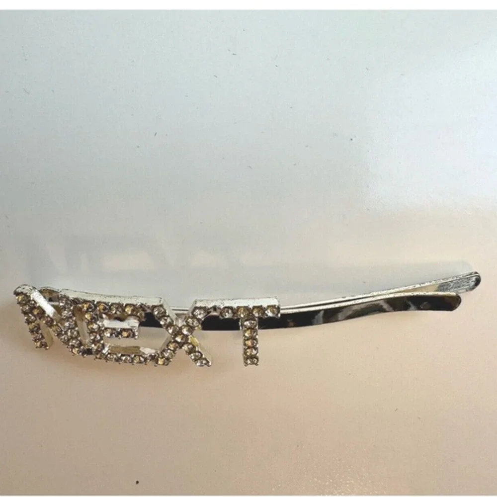 NEXT Rhinestone Hair Clip Silver Gold Tone Statement Hair‎ Accessory Y2K J-01